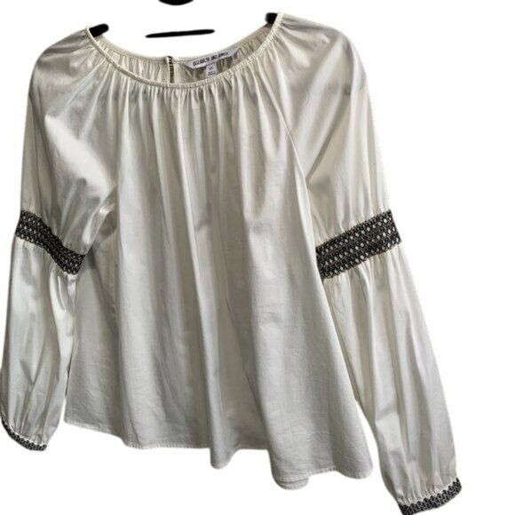Elizabeth and James Boho Embroidered Bell Sleeve Blouse XS - Picture 2 of 8